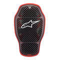 Alpinestars Nucleon KR-1 Cell i rygbeskytter, Transparent Smoke Red, sort honeycomb-cellestruktur med rød yderkant, hvidt Alpinestars-logo, ergonomisk buet form til ventileret motorcykelrygbeskyttelse