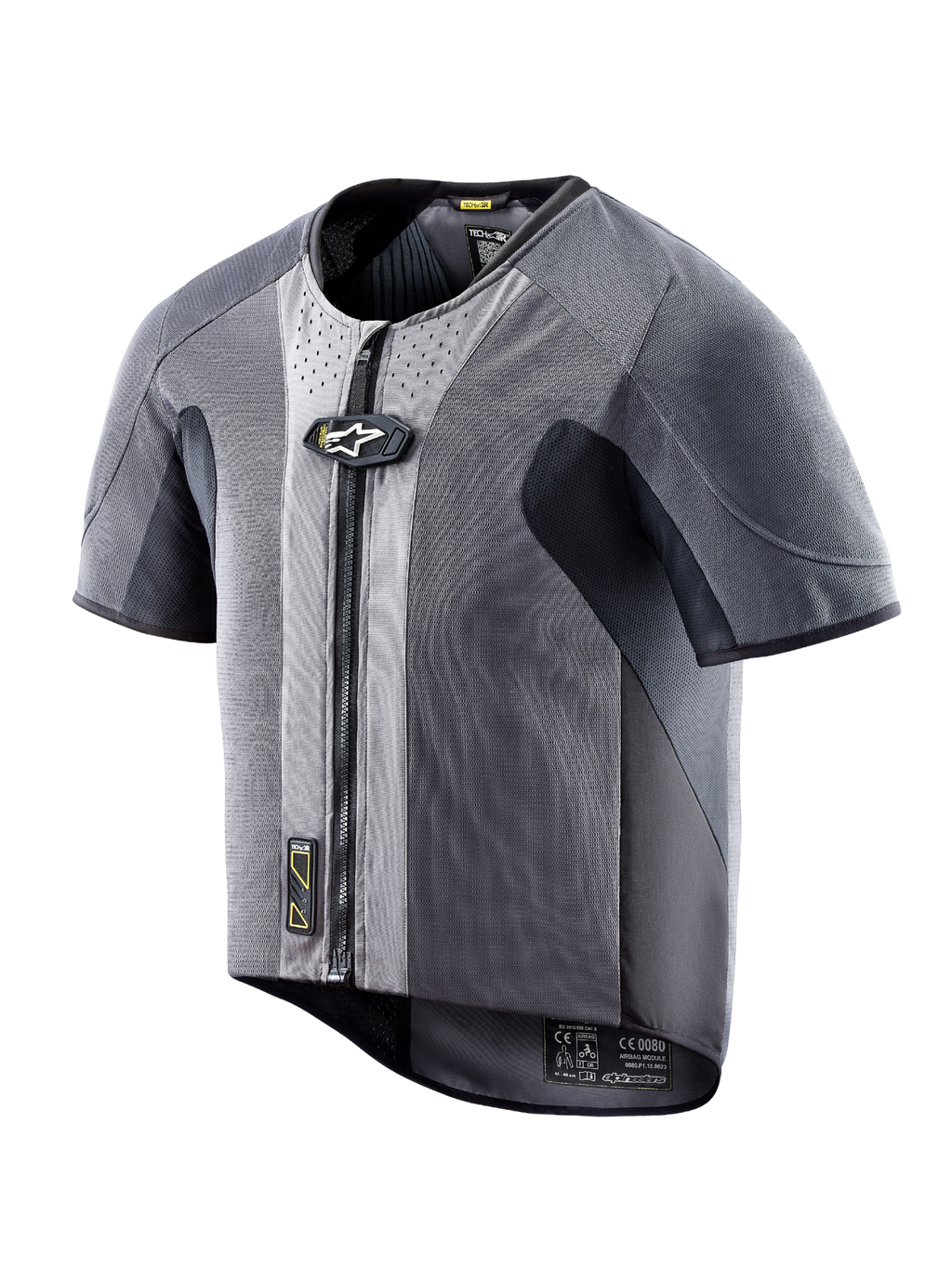 Alpinestars Tech-Air 5 beskyttelsesvest, mørkegråt mesh med korte ærmer og lynlås til beskyttelse ved kørsel på vej.