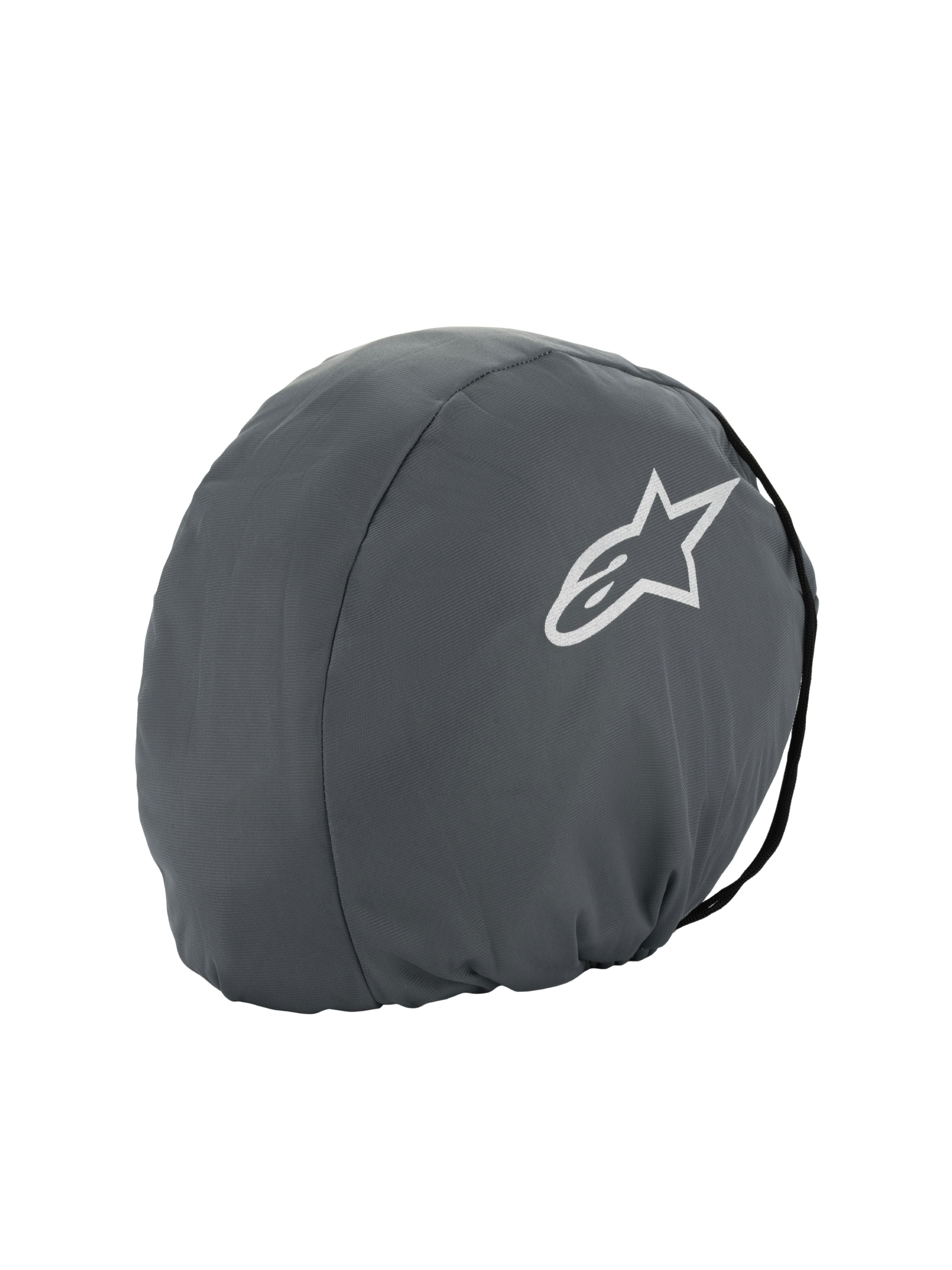 Alpinestars Supertech R10 Soft Bag, mørkegrå hjelmtaske, hvidt Astars stjernelogo, letvægts tekstilbeskyttelse til transport af motorcykelhjelm, blødt beskyttelsescover