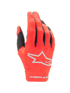 Alpinestars 2025 Radar Gloves, Motocross Gloves, Mars Red and Silver, backhand view featuring a silver star logo, black finger accents, and flexible stretch fabric for off-road racing
