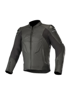 Alpinestars Caliber læderjakke, sort, motorcykeludstyr til vej, førsteklasses læderkonstruktion med perforerede paneler, udvendige DFS-skulderslidere, lynlås foran og ved manchetterne, diskret præget logo på brystet