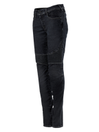 Alpinestars Stella Callie Denim, motorcykelbukser til damer, Black Waxed, slim fit med ribbede harmonikapaneler over knæene, moderne urbant design, set fra siden