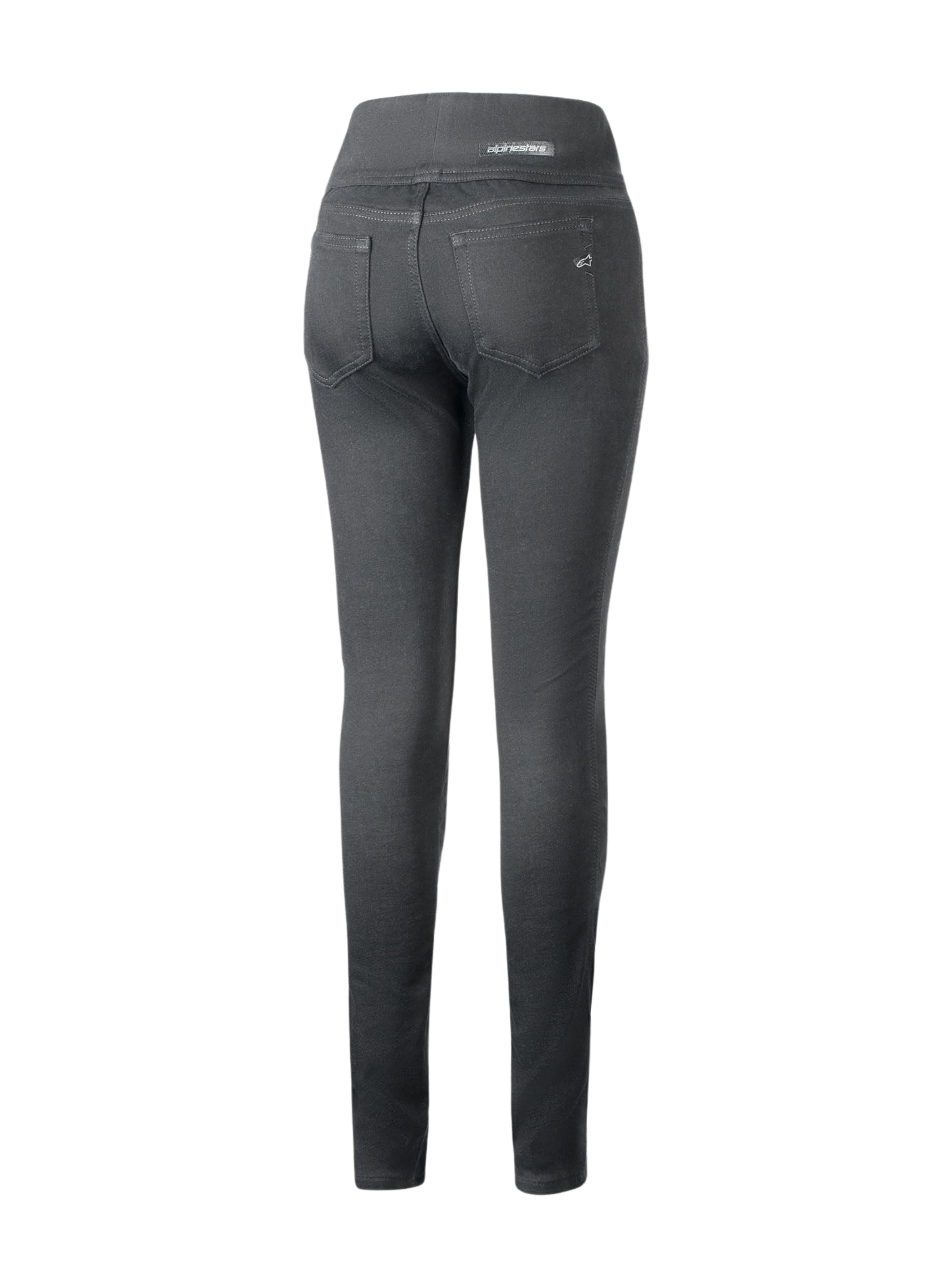 Alpinestars Shuri Women Leggings Summer, sort, set bagfra af slim-fit motorcykel-leggings, med høj talje, to baglommer og diskret Alpinestars-branding på lommen og i taljen