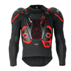 Tech-Air® Off-Road System, sort og rød airbag-beskyttelsesjakke med sekskantet mesh-brystpanel og polstrede skuldre.