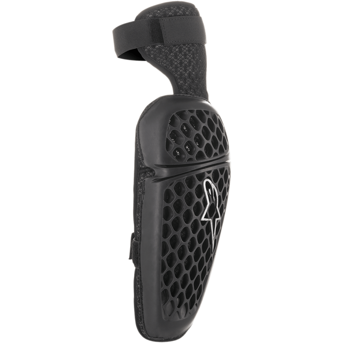 Alpinestars Youth Bionic Plus albuebeskytter, sort, yderskal med honeycomb-mønster og hvidt Astar-logo, dobbelt strop-lukkesystem, ergonomisk motocross- og off-road-beskyttelse til unge