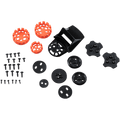 Alpinestars Supertech M10/M8 hjelm visir connector sæt, sort og orange, reservedelssæt bestående af forskellige sorte plastikbeslag, orange runde forbindelsesdele og metalskruer, designet til sikker fastgørelse af visiret på motocross-hjelme