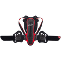 Alpinestars Nucleon KR-3 rygbeskytter, motorcykel rygbeskytter, Smoke sort og rød, med et ergonomisk gitterstruktur-skaldesign med hvidt logo, justerbare skulderstropper og et bredt nyrebælte med side-ribbensbeskyttelse, designet til stødabsorbering og åndbarhed.